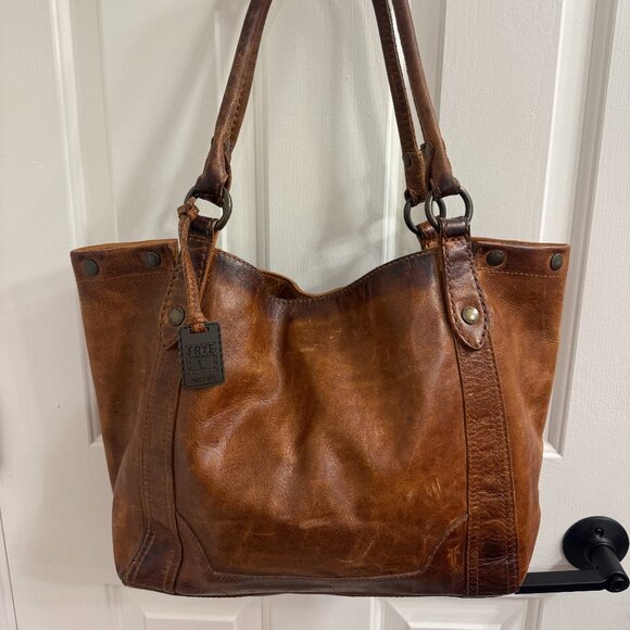 Frye Melissa Leather Tote Bag - Cognac NEW WITH TAGS - Picture 1 of 9